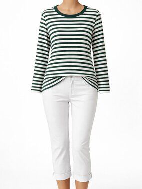 torrid White and Green Striped Knit Top